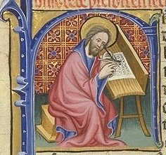 Matthew writing the Gospel